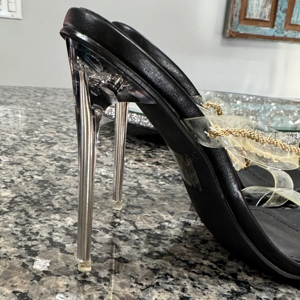 Cape Robbin Corine black gold and clear Heels EUC 7.5